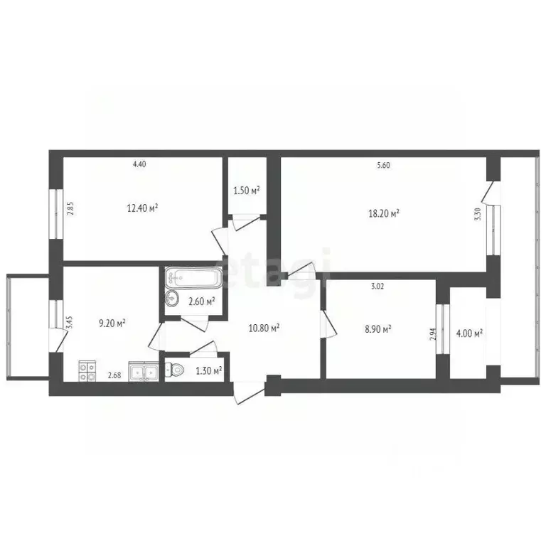 3-к кв. Севастополь ул. Генерала Мельника, 3 (73.0 м) - Фото 1