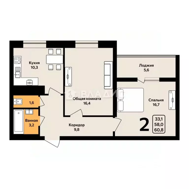 2-к кв. Белгородская область, Белгородский район, Дубовское с/пос, ... - Фото 1