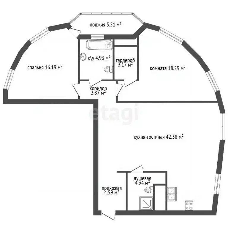 2-к кв. Санкт-Петербург ул. Ленсовета, 87к3 (97.8 м) - Фото 2