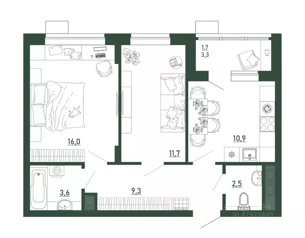 2-к кв. Воронежская область, Воронеж бул. Содружества, 6 (55.6 м) - Фото 1