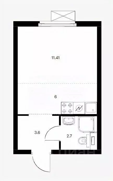 Студия Москва Новоостаповская ул., 7к1 (23.71 м) - Фото 2