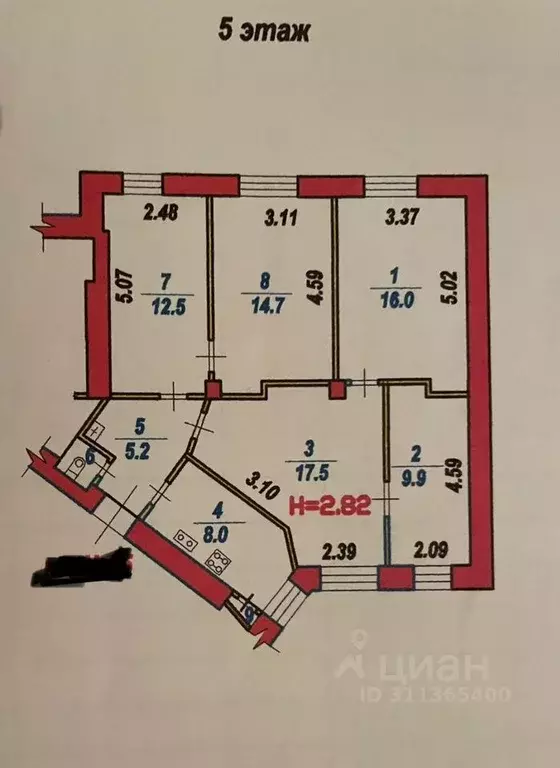 5-к кв. Ивановская область, Иваново Октябрьская ул., 3/70 (85.0 м) - Фото 0