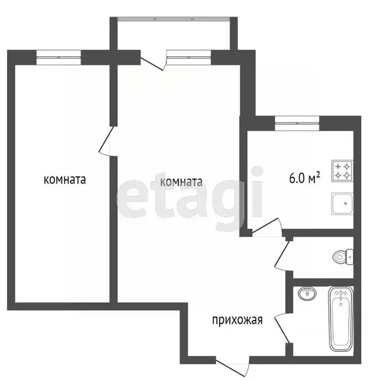 2-к кв. Челябинская область, Челябинск ул. Комаровского, 7 (45.3 м) - Фото 2