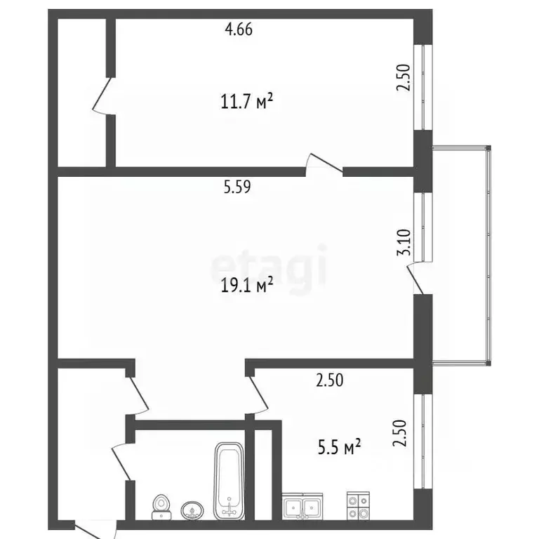 2-к кв. Псковская область, Псков Коммунальная ул., 14А (44.0 м) - Фото 2
