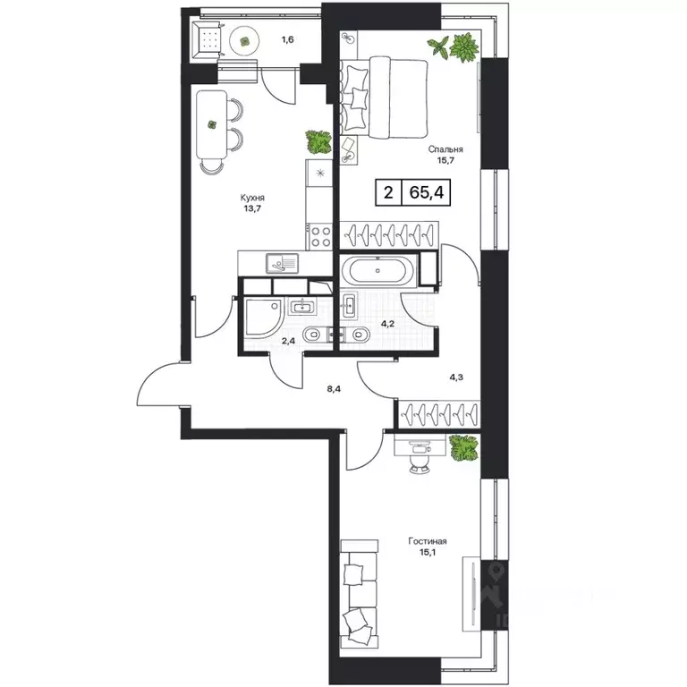 2-к кв. Московская область, Пушкино Пушкино Град жилой комплекс, к2 ... - Фото 1