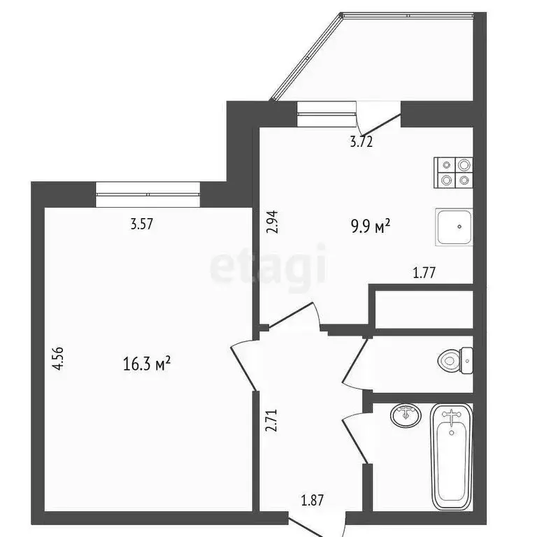 1-комнатная квартира: Тюмень, улица Михаила Сперанского, 19 (35.4 м) - Фото 1