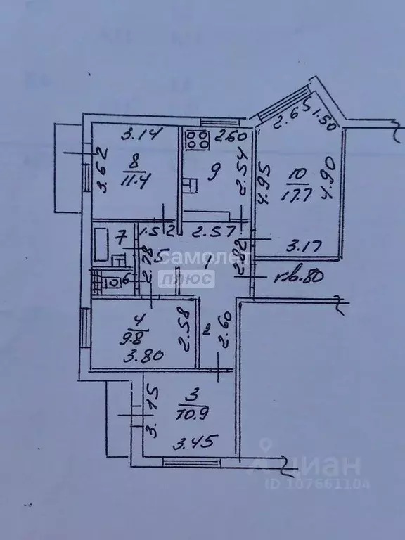 4-к кв. Липецкая область, Липецк ул. Космонавтов, 96А (77.2 м) - Фото 2