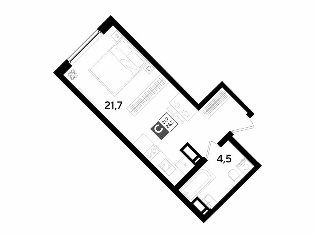 Квартира-студия: Краснодар, микрорайон Догма Парк (26.2 м) - Фото 1