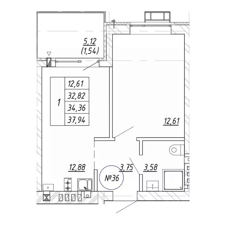 1-к кв. Калининградская область, Зеленоградск  (37.94 м) - Фото 1