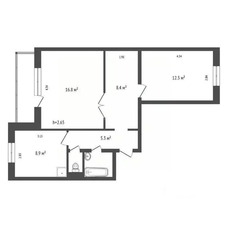 2-к кв. Красноярский край, Красноярск 9 Мая ул., 55 (56.0 м) - Фото 2