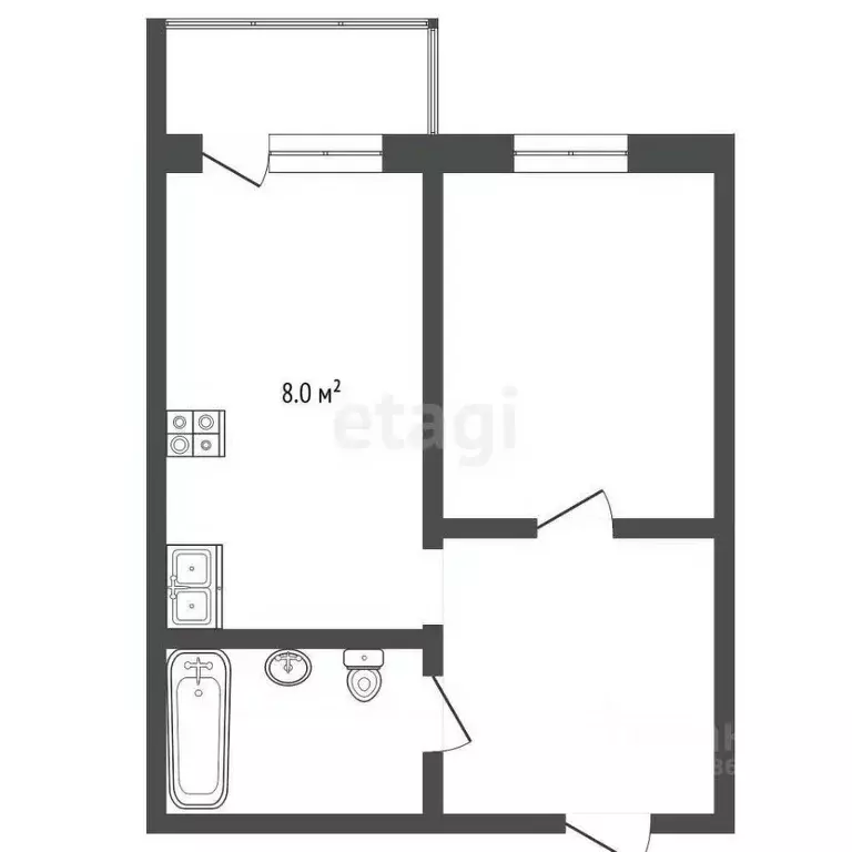 1-к кв. Томская область, Томск просп. Фрунзе, 40 (45.0 м) - Фото 2