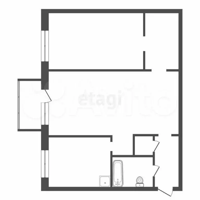2-к. квартира, 45,2 м, 4/5 эт. - Фото 0