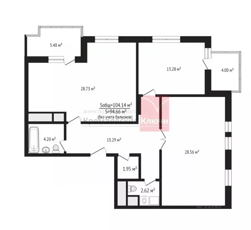 3-к кв. Москва Лазоревый проезд, 5к1 (94.6 м) - Фото 2