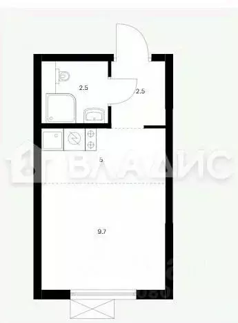 Студия Московская область, Люберцы ул. 8 Марта, 12к3 (19.7 м) - Фото 1