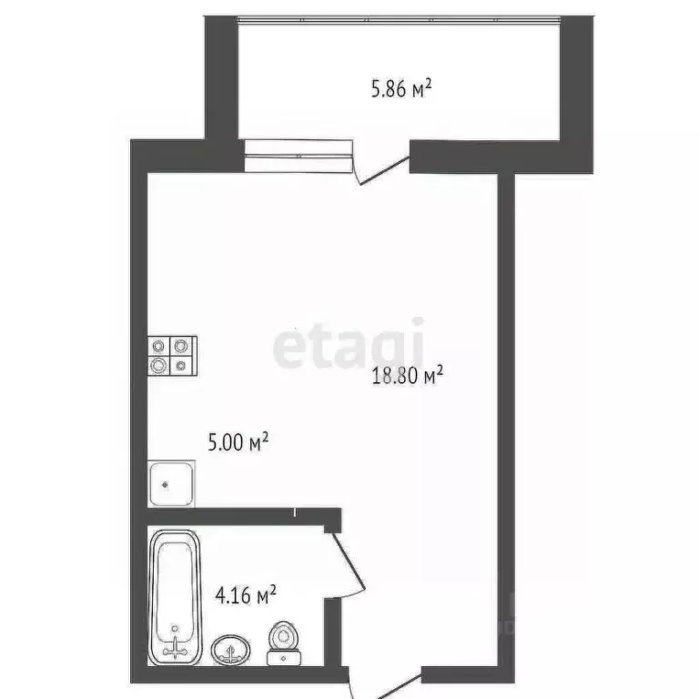 Студия Башкортостан, Стерлитамак просп. Октября, 52 (23.6 м) - Фото 2