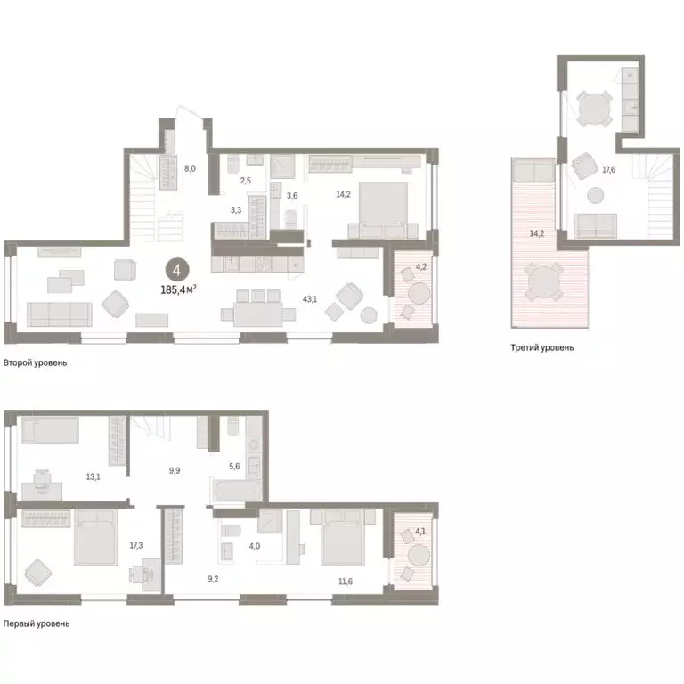4-комнатная квартира: Тюмень, ЖК Дом у Озера (185.39 м) - Фото 1