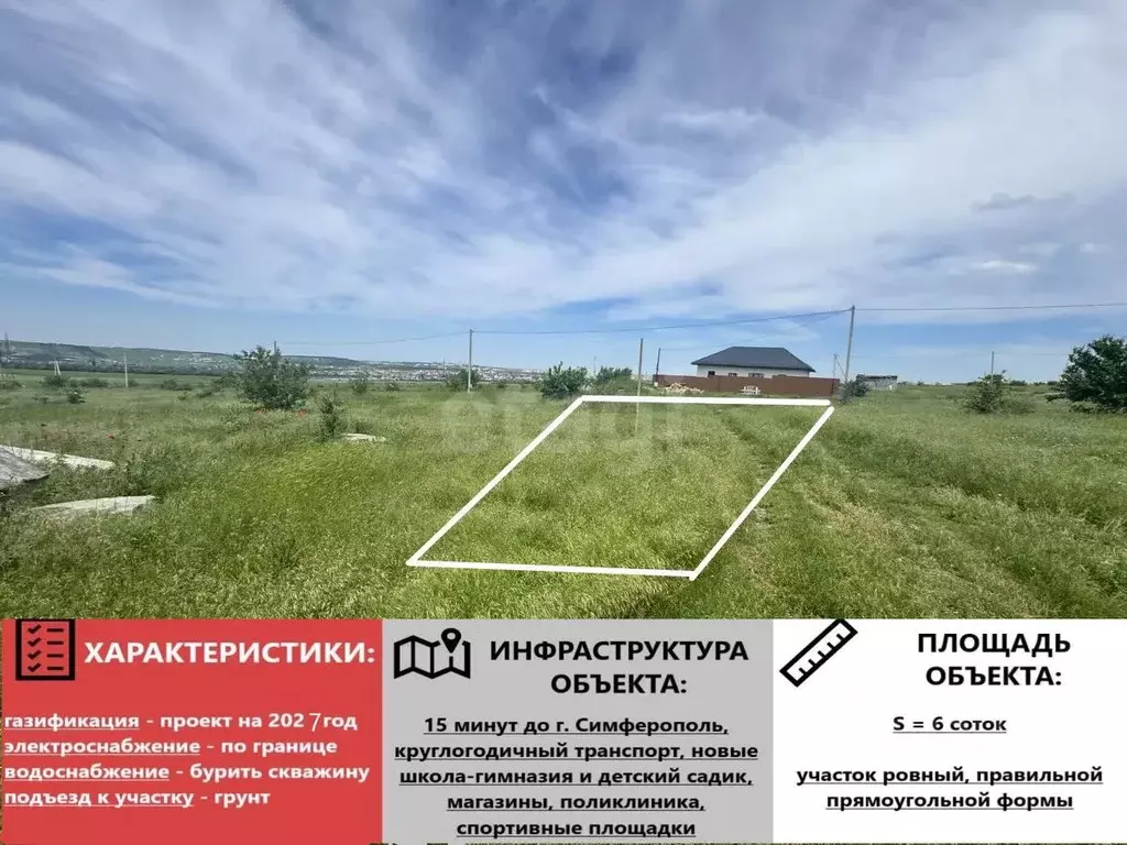 Участок в Крым, Симферопольский район, Чистенское с/пос, Строитель 2 ... - Фото 2