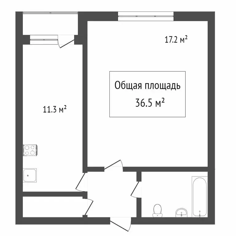 1-комнатная квартира: Томск, Мельничная улица, 79 (35.8 м) - Фото 0