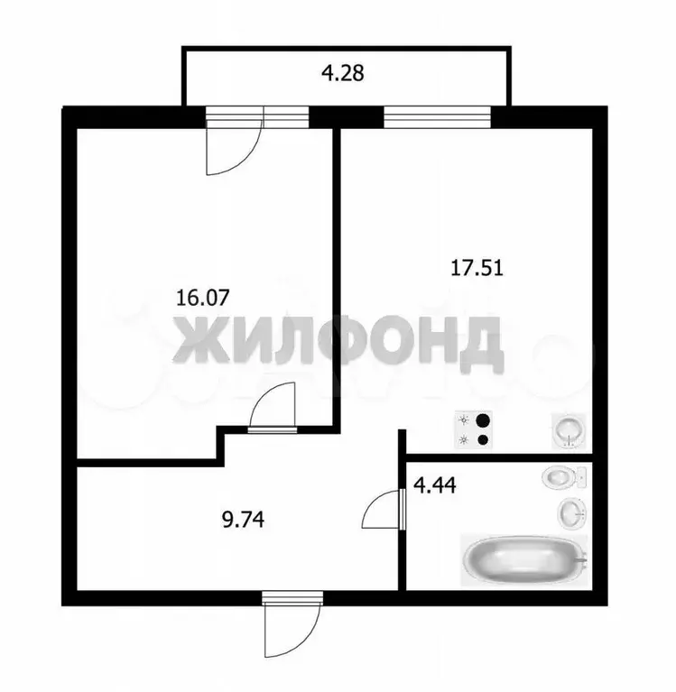 2-к. квартира, 47,1 м, 4/11 эт. - Фото 0