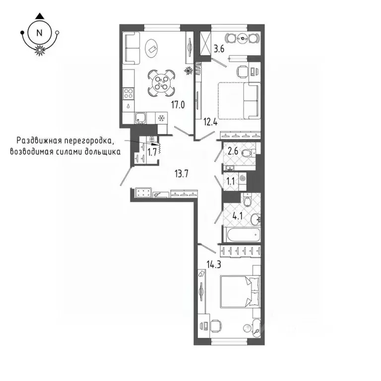 2-к кв. Санкт-Петербург бул. Измайловский, 9 (68.6 м) - Фото 0