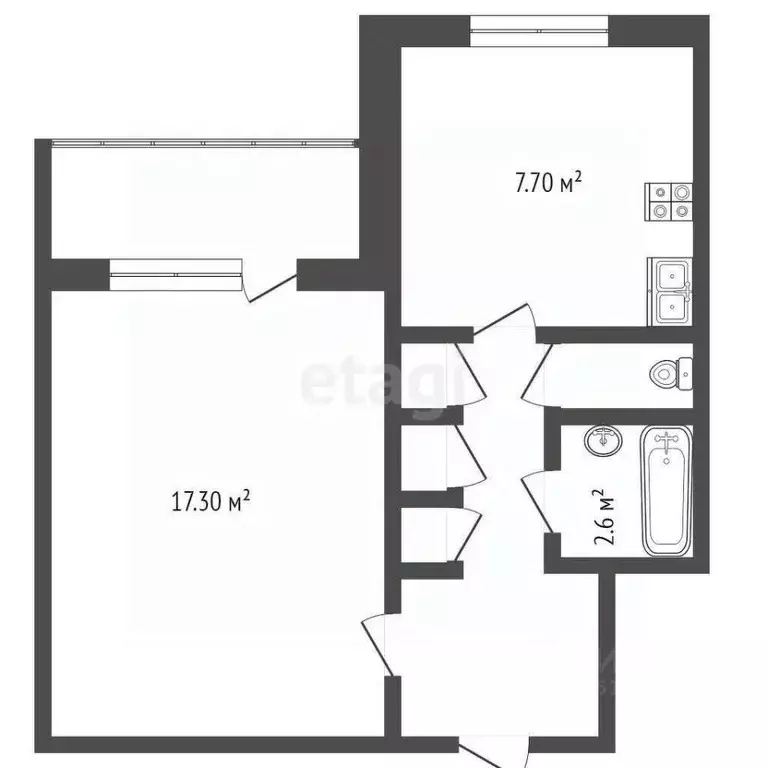 1-к кв. Ямало-Ненецкий АО, Новый Уренгой Советский мкр, 9/2 (34.6 м) - Фото 2