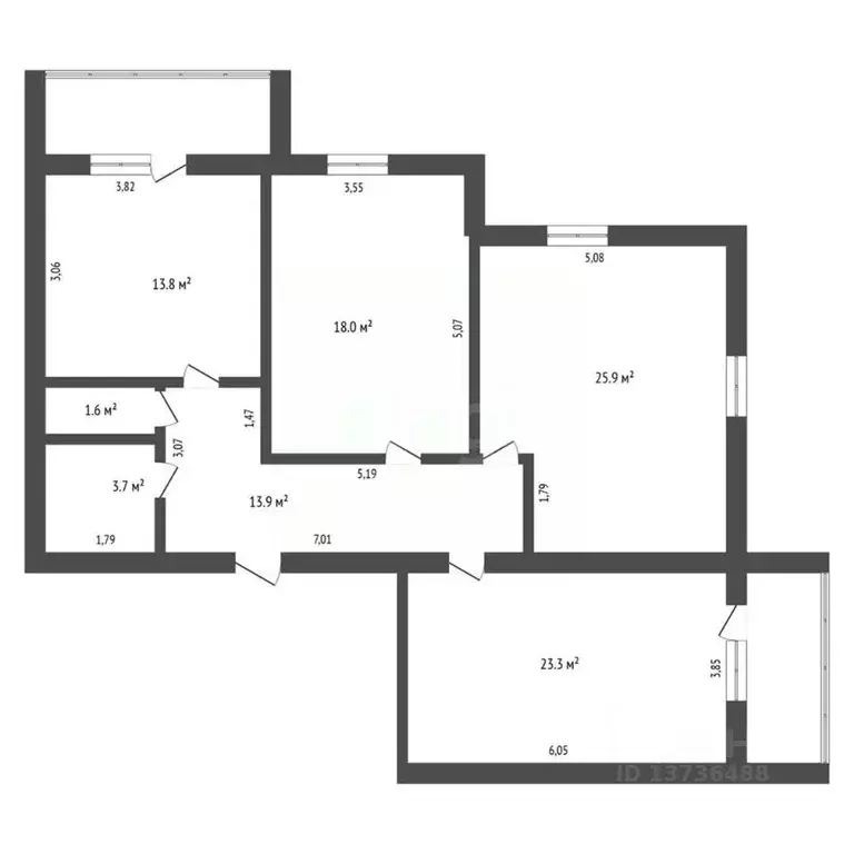 3-к кв. Амурская область, Благовещенск ул. Строителей, 68 (100.2 м) - Фото 2