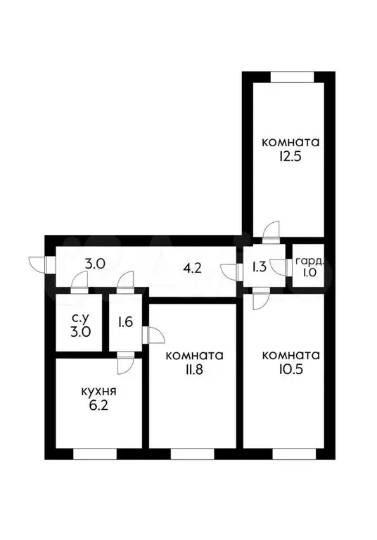 3-к. квартира, 55,5 м, 1/4 эт. - Фото 0