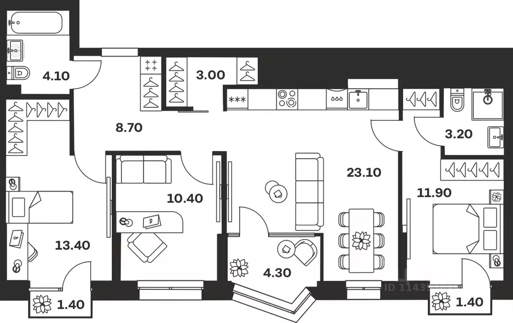 3-к кв. Тульская область, Тула ул. Михеева, 9А (84.9 м) - Фото 1