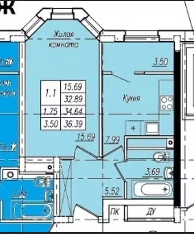 1-к кв. Тамбовская область, Тамбов Пахотная ул., 14 (36.57 м) - Фото 0