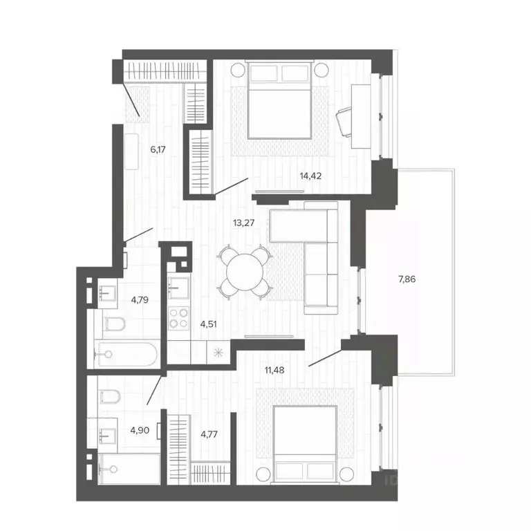 3-к кв. Алтайский край, Барнаул Жилплощадка мкр,  (72.16 м) - Фото 1