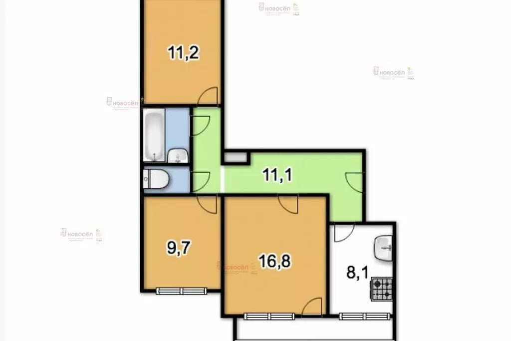 3-комнатная квартира: Екатеринбург, улица Фрунзе, 75 (63 м) - Фото 0