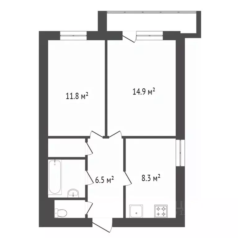 2-к кв. Красноярский край, Красноярск ул. Борисевича, 14 (41.6 м) - Фото 0