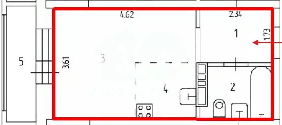 Студия Новосибирская область, Новосибирск ул. Серафимовича, 18А (24.4 ... - Фото 1