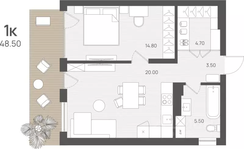 1-к кв. Калининградская область, Янтарный пгт ул. Лесная (50.6 м) - Фото 1