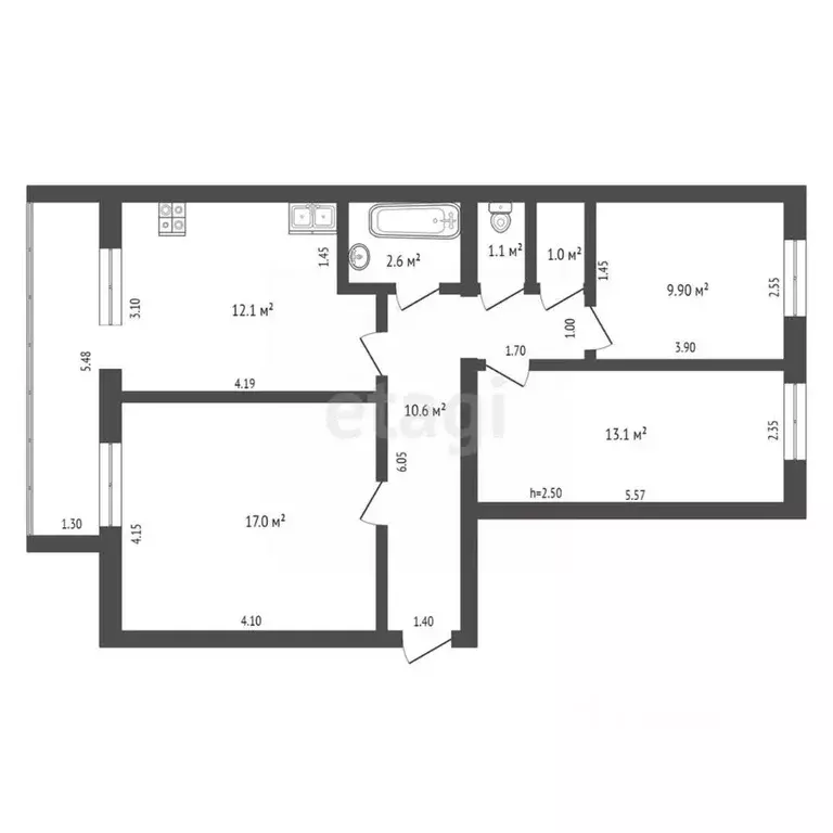 3-к кв. Крым, Кировское пгт ул. Комарова, 2 (71.0 м) - Фото 1