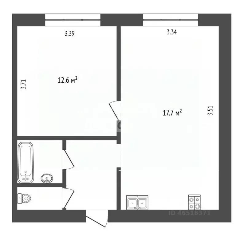 Комната Тюменская область, Тюмень Олимпийская ул., 15 (30.3 м) - Фото 1
