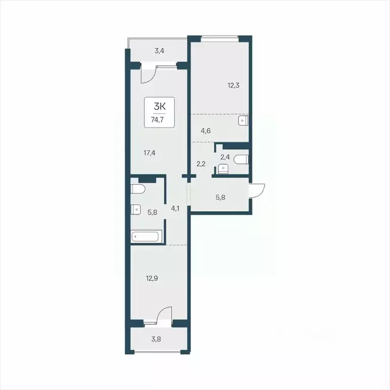 3-к кв. Новосибирская область, Новосибирск ул. Сибиряков-Гвардейцев, ... - Фото 1