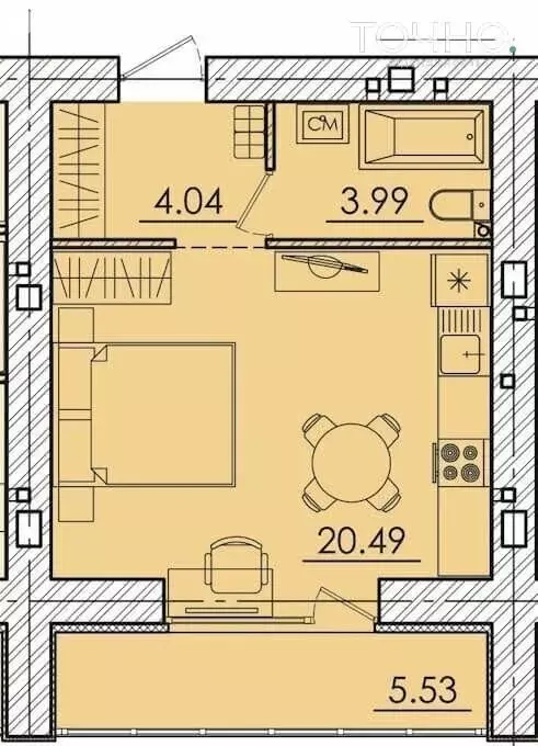 Квартира-студия: Пенза, улица Герцена, 106 (34.05 м) - Фото 1