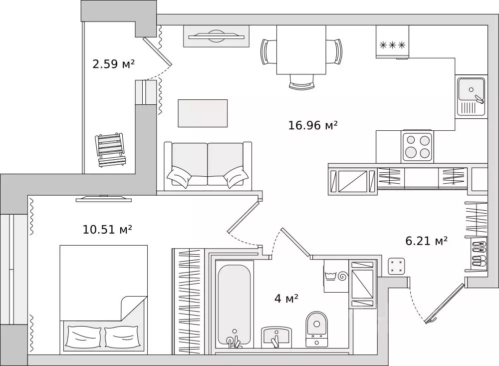 1-к кв. Ленинградская область, Всеволожский район, пос. Бугры ул. ... - Фото 1
