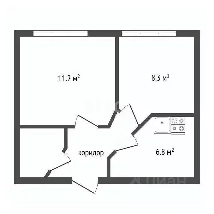 2-к кв. Воронежская область, Воронеж ул. Беляевой, 4 (34.2 м) - Фото 1