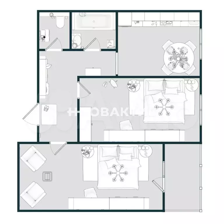 2-к. квартира, 44,2 м, 6/9 эт. - Фото 0