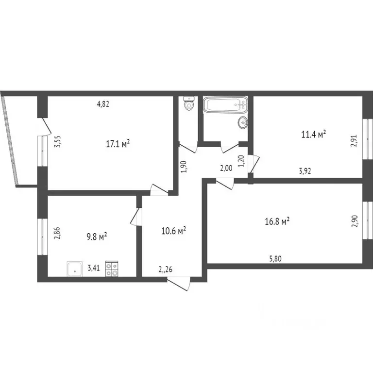 3-к кв. Ханты-Мансийский АО, Сургут просп. Ленина, 54 (71.6 м) - Фото 1