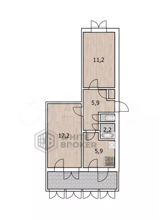 2-к. квартира, 53 м, 1/5 эт. - Фото 0