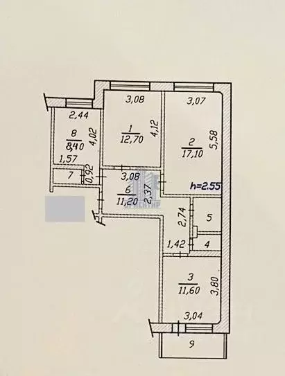 3-к кв. Чувашия, Чебоксары ул. Лебедева, 25 (65.6 м) - Фото 2