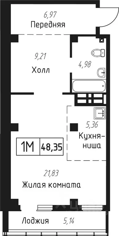 1-к кв. Приморский край, Владивосток ул. Мусоргского, 74к1 (48.94 м) - Фото 0