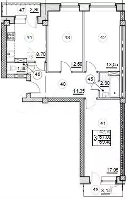 3-к. квартира, 70.1 м, 9/10 эт. - Фото 0