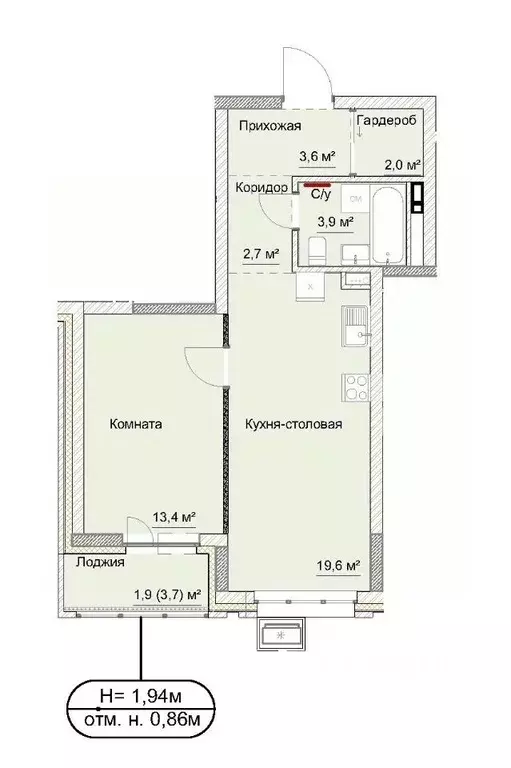 2-к кв. Удмуртия, Ижевск ул. Карла Либкнехта, 46 (47.4 м) - Фото 1