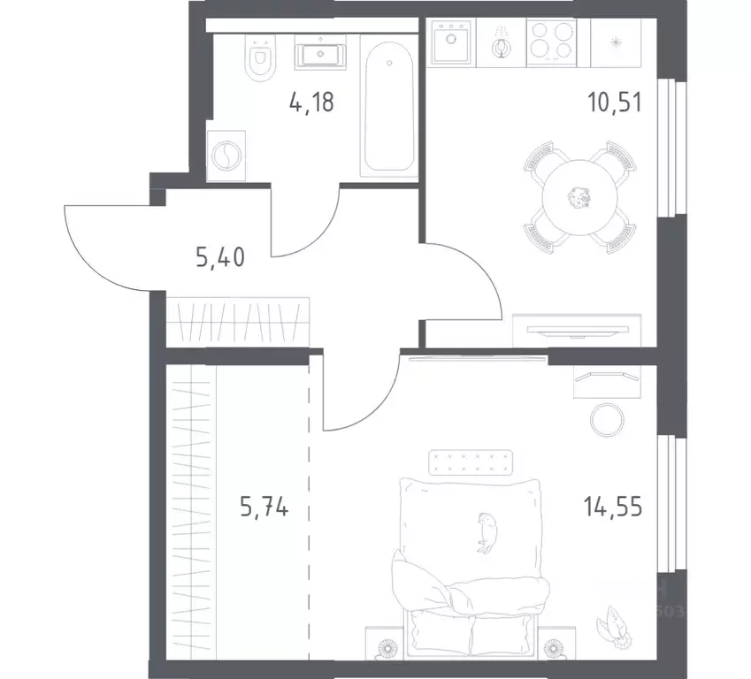 1-к кв. Башкортостан, Уфа ул. Минигали Губайдуллина, 8к9 (40.38 м) - Фото 1
