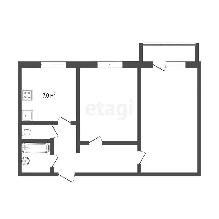 2-комнатная квартира: Тюмень, улица Самарцева, 34 (44.3 м) - Фото 0