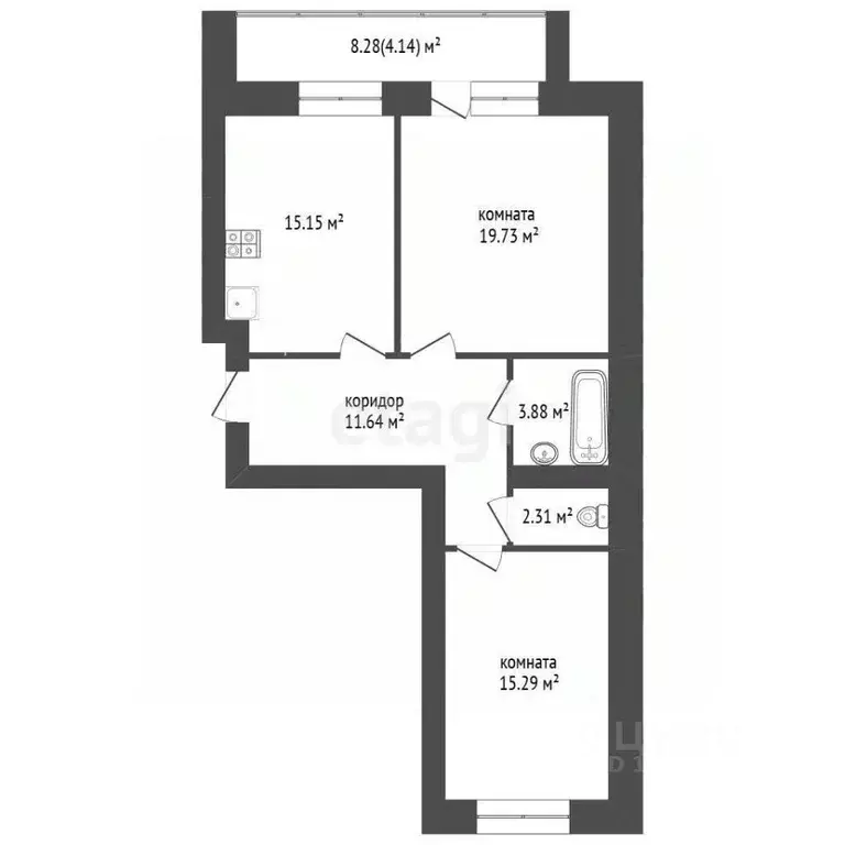 2-к кв. Вологодская область, Череповец просп. Шекснинский, 10 (66.7 м) - Фото 2